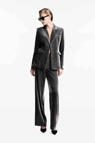 Blazer costume velours - Argenté