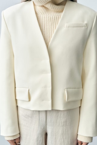 Blazer crop structuré - Blanc cassé