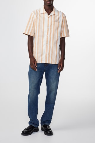 Camicia in cotone bio Julio - Marrone e bianco