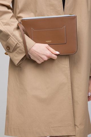 Pochette en cuir d'agneau New Peyton - Marron