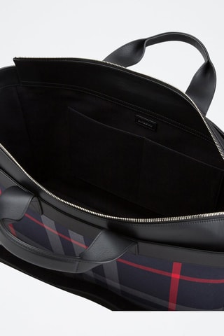 Cabas en cuir Ormond Check Bin - Bleu marine