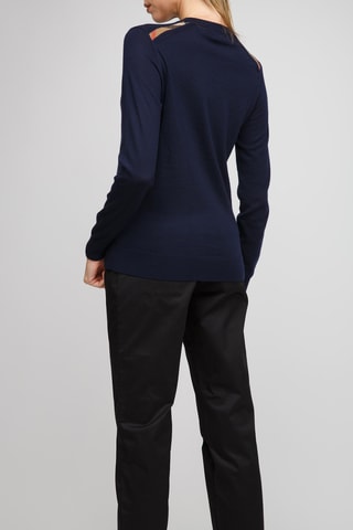 Pull en laine mérinos Lea - Bleu marine