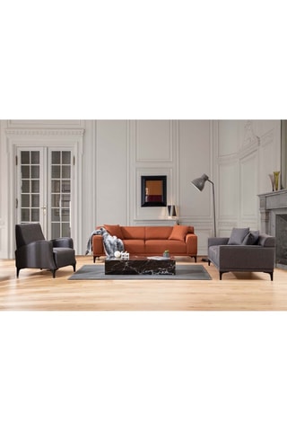 Canapé Petra - Anthracite - 2 places - Revêtement en polyester