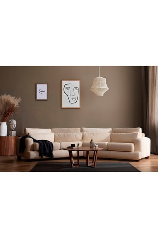 Canapé en hêtre River - Beige - 4 places - Revêtement polyester