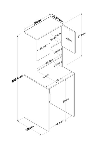 Meuble pour machine à laver KD101 - 65 x 183,6 x 60 cm