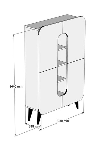 Meuble de rangement 2 portes  - 93 x 31,8 x 144 cm