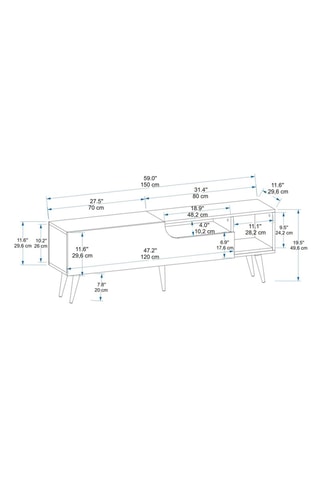 Meuble TV 2 abattants Alba - 150 x 49,6 x 29,6 cm