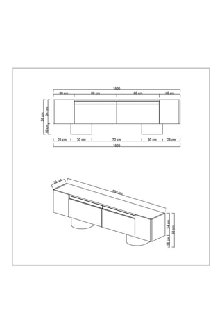 Meuble TV Bohem 2 abattants -180 x 30 x 50 cm