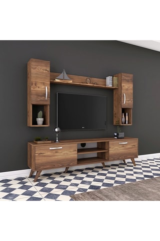 Ensemble meuble TV 2 portes M27 - 180 x 48,6 x 35 / 22,1 x 90 x 20,5 / 133 x 15 x 15 cm