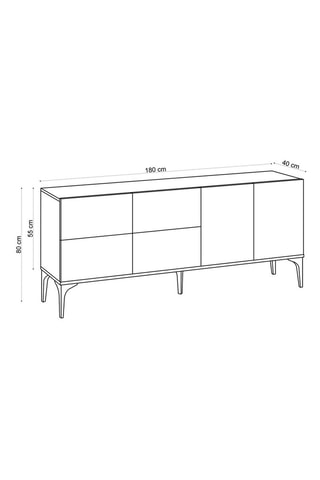Bahut 6 portes - 180 x 40 x 80 cm