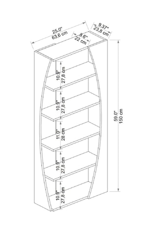 Etagère 5 niveaux Selge - 64 x 150 x 24 cm