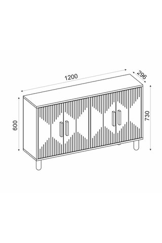 Buffet 2 abattants Roger - 120 x 73,6 x 29,6 cm