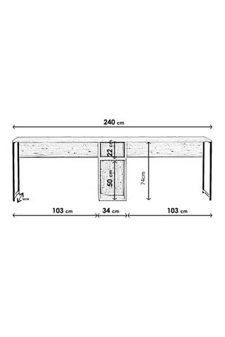 Bureau double Ikili Calisma Masasi L196 - 240 x 60 x 74 cm