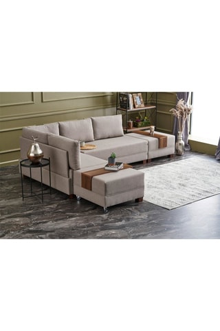 Canapé d'angle gauche convertible Fly - Crème - 3 places - Couchage 200 x 140 cm