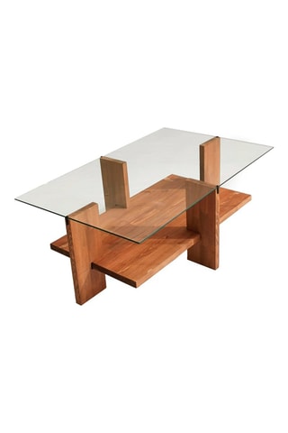 Table basse - En verre et bois - 105 x 60 x 40 cm
