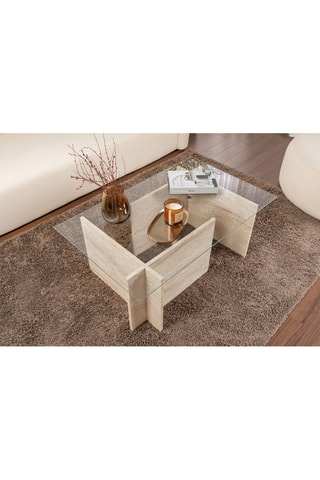 Table basse Vetrino  - Plateau en verre trempé - 105 x 40 x 65 cm
