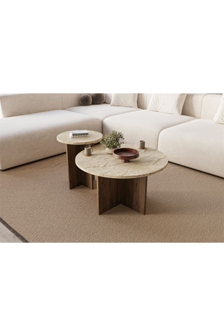 2 Tables basses rondes - 70 x 40 cm et 40 x 47 cm