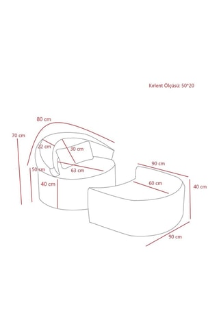 Fauteuil et pouf - Marron - En tissu effet lin