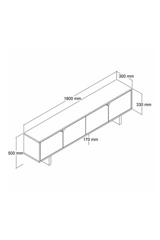 Meuble TV 4 portes - 180 x 50 x 30 cm