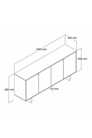 Console 4 portes - 180 x 40 x 80,6 cm