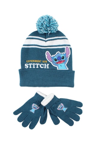 Berretto con pompon e guanti Stitch Lilo & Stitch Disney  - Blu