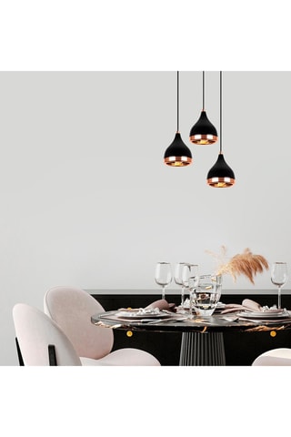 Suspension Yildo - Noir et cuivré - 3 x 60 W