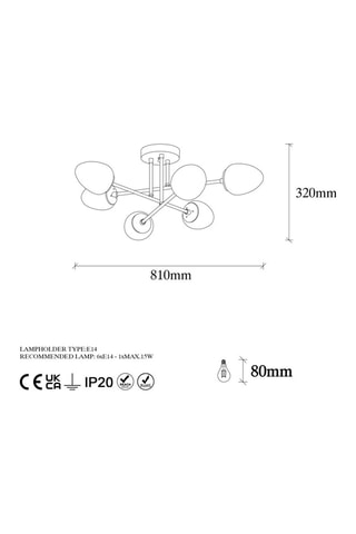 Plafonnier Camflo - Bronze - 6 x 15 W