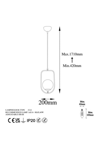 Suspension Skew - Doré - 40 W