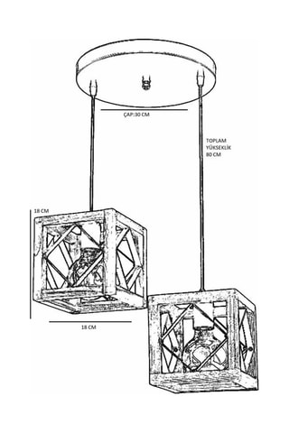 Suspension en bois de charme Zikzak - Naturel - 2 x 60 W