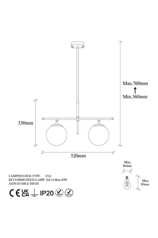 Suspension Roe - Doré - 2 x 40 W