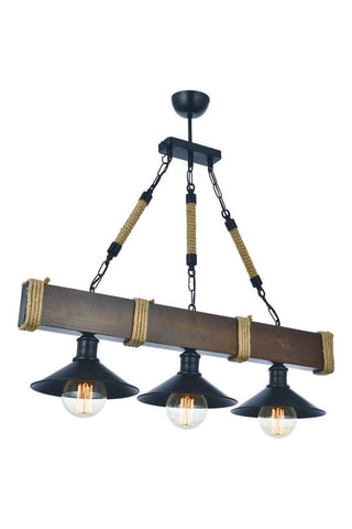 Suspension en bois de charme - Naturel et noir - 3 x 60 W