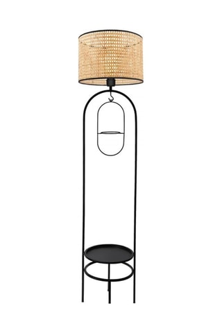 Lampadaire en rotin LED Ayd -  Naturel et noir