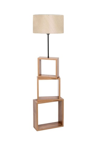 Lámpara de pie con estantería de madera Ayd - Beige y natural - 60 W - 140 cm