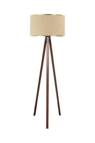Lampadaire trépied en bois - Beige et naturel - 40 - 60 W - 140 cm