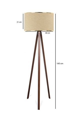 Lampadaire trépied en bois - Beige et naturel - 40 - 60 W - 140 cm