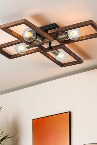 Plafonnier en bois Era - Noir - 4 x 20 W