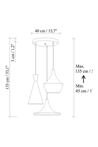3 suspensions Tom - Menthe - 40 W -  45 x 45 x 19 cm