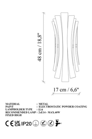 Applique murale Linea - Blanc - 2 x 40 W