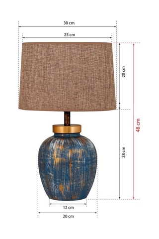 Lampe à poser TM167 - Bleu et marron - 60 W