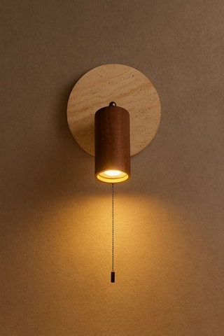 Applique murale en bois et travertin - Beige - 40 W