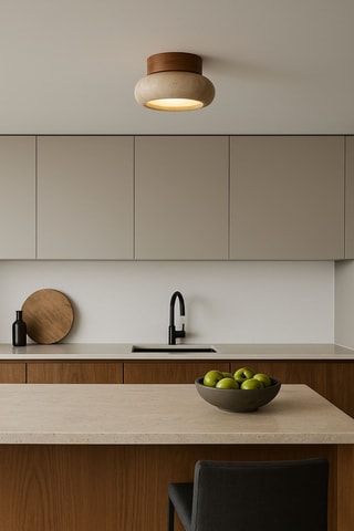 Plafonnier en bois et travertin - Naturel