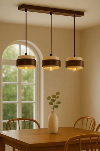 Suspension en bois et travertin - Beige