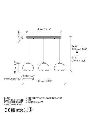 Suspension - Blanc - 3 x 40 W