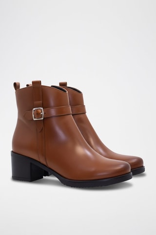 Leren Enkellaarzen - bruin