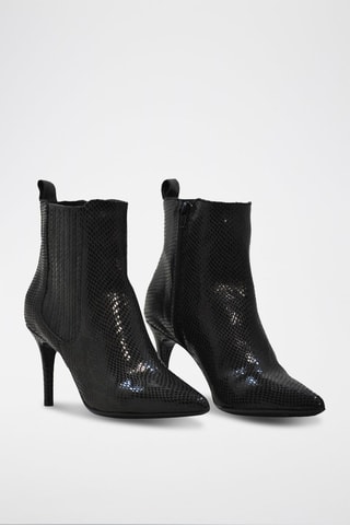 Leren Enkellaarzen Serpiente Zwart