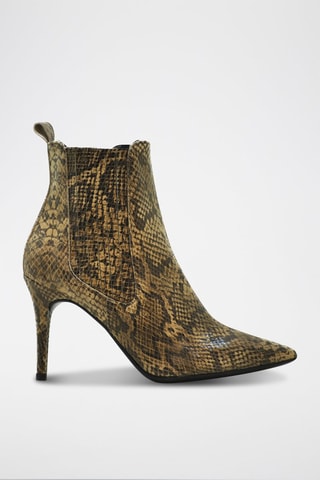 Leren Enkellaarzen Serpiente Taupe