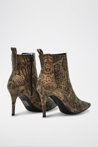 Leren Enkellaarzen Serpiente Taupe