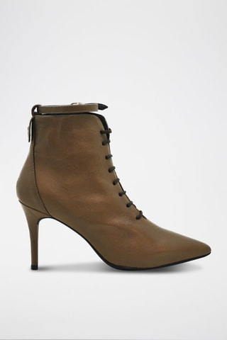 Leren Enkellaarzen Napa Taupe