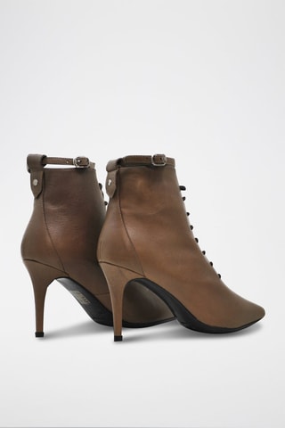 Leren Enkellaarzen Napa Taupe