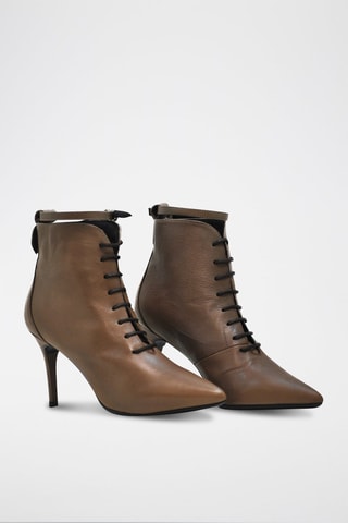 Leren Enkellaarzen Napa Taupe